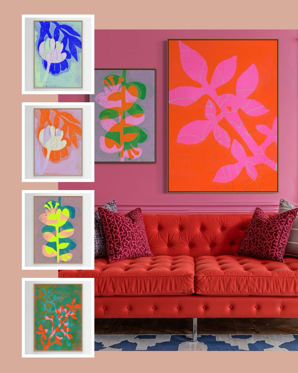 ABSTRACTE BOTANISCHE VORMEN - Ingelijste Canvas Art Prints
