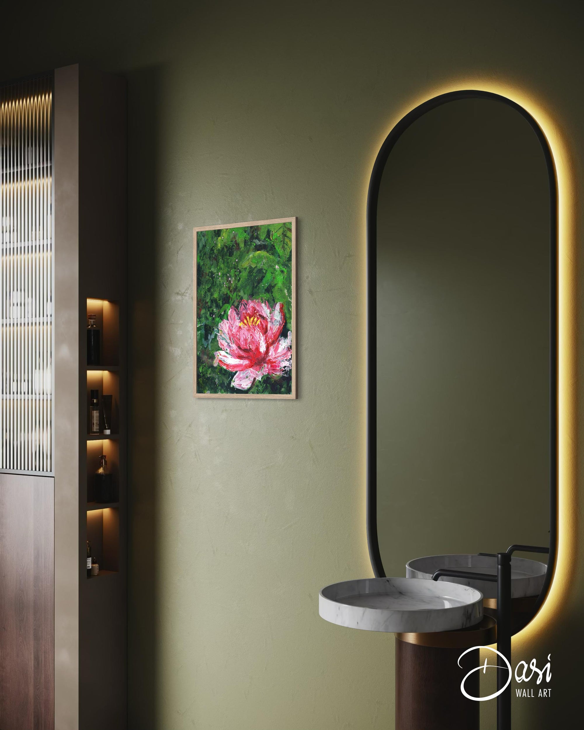 ‘Water Lily’ Painting - Framed Fine Art Paper Print