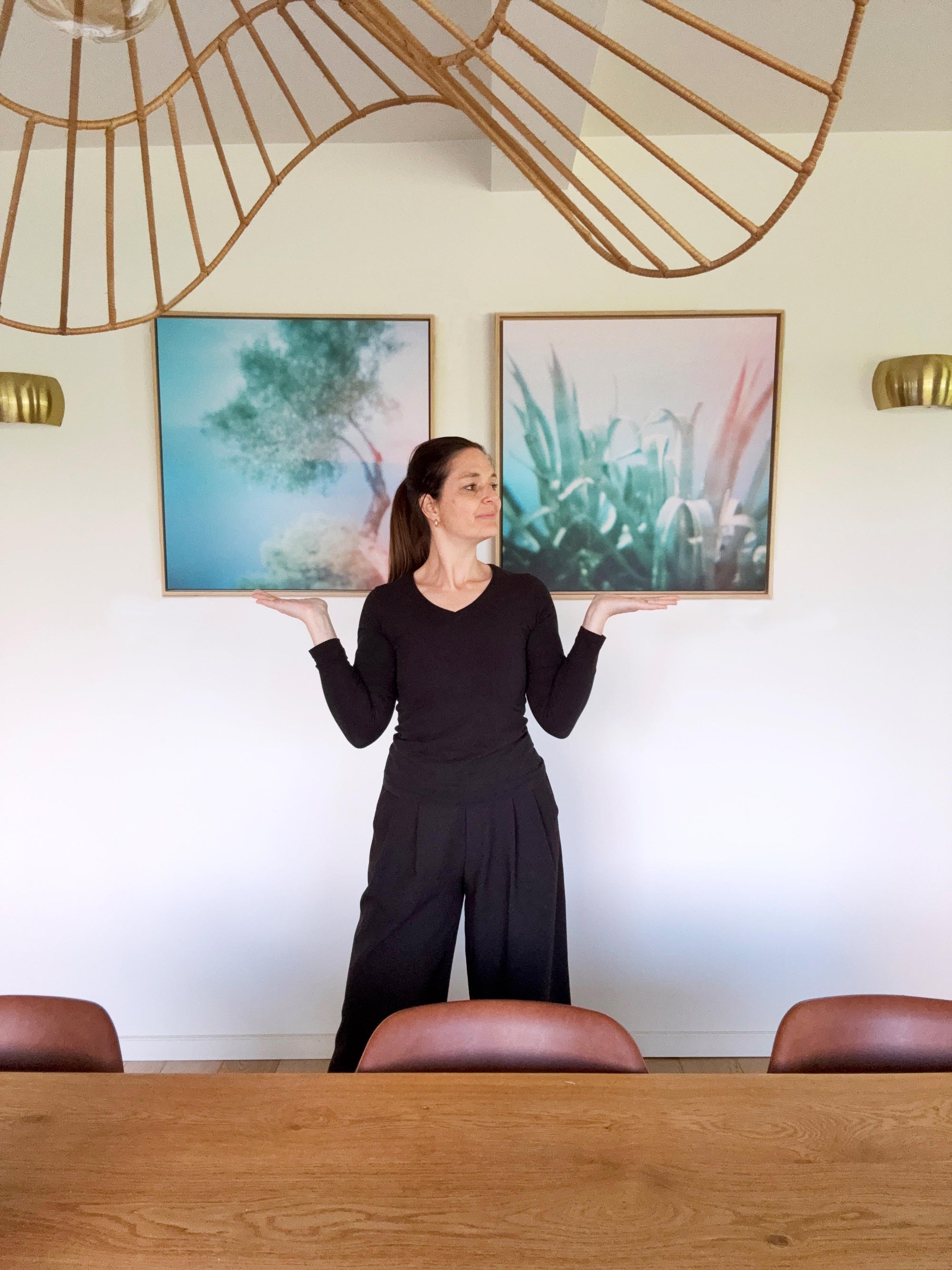 Dromerige vierkante muurdecoratie canvas van olijfboom en agave plant