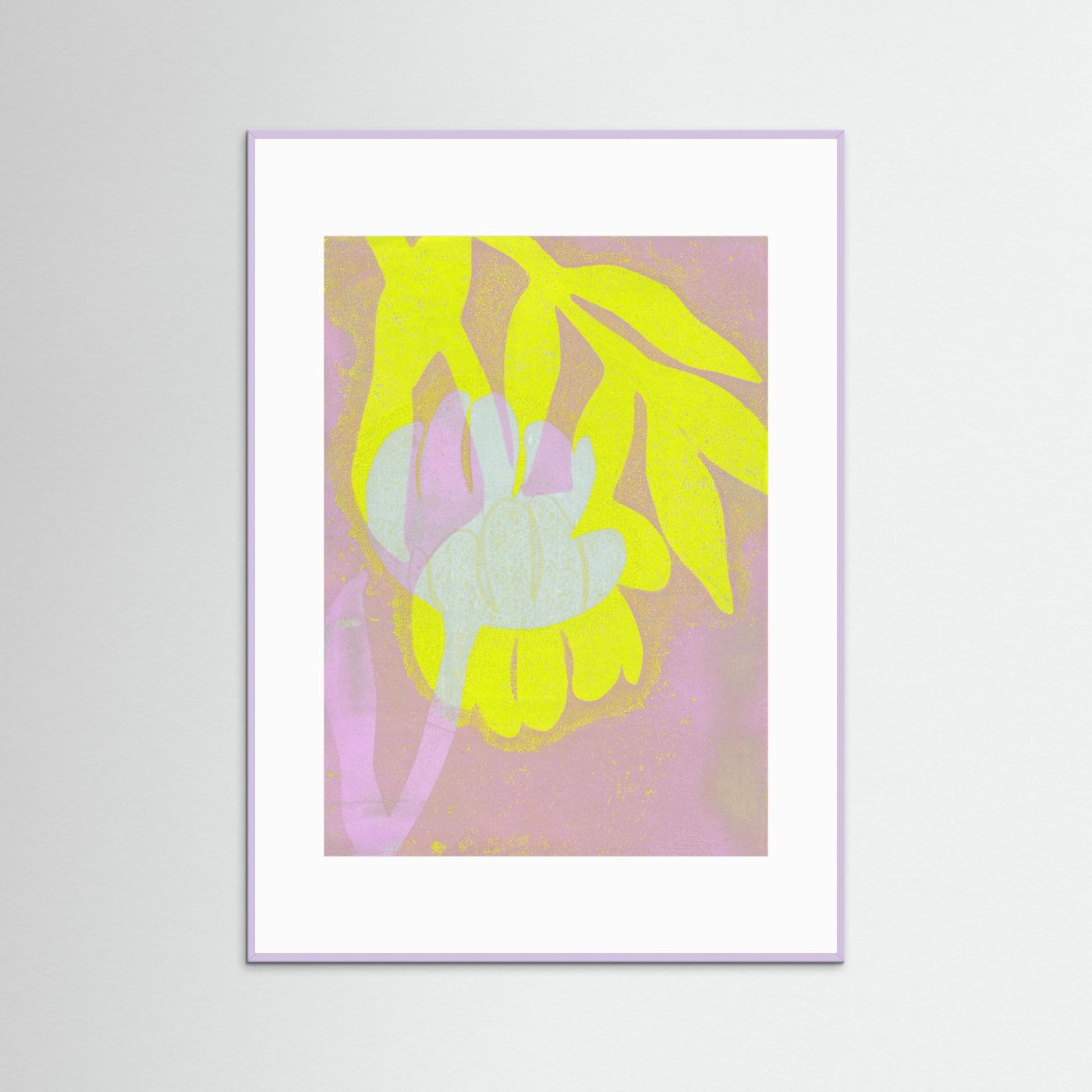 'Tulip Yellow' Gelli Art - Framed Paper Art Print