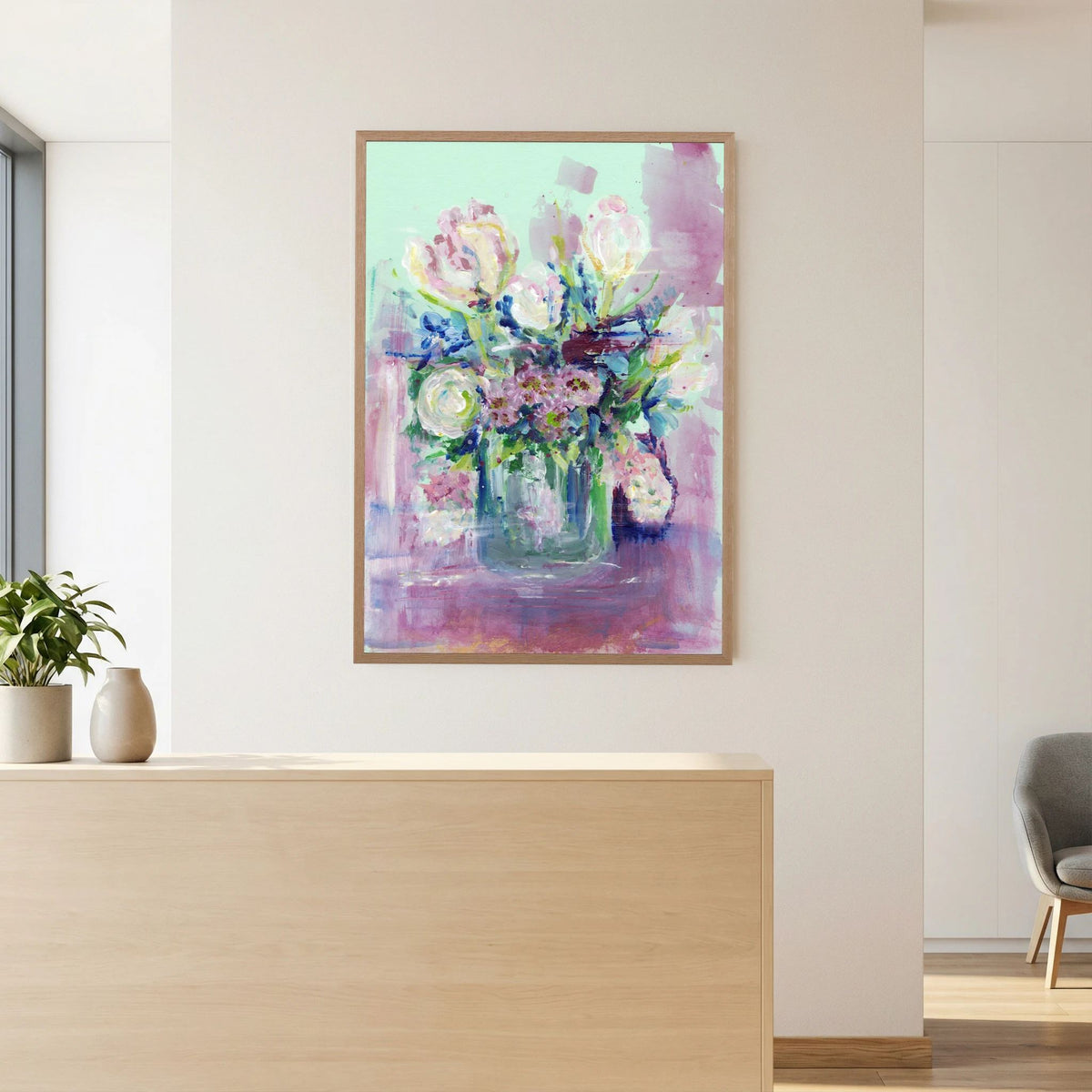 Painting Roze voorjaarsbloemen - Paper Art Print