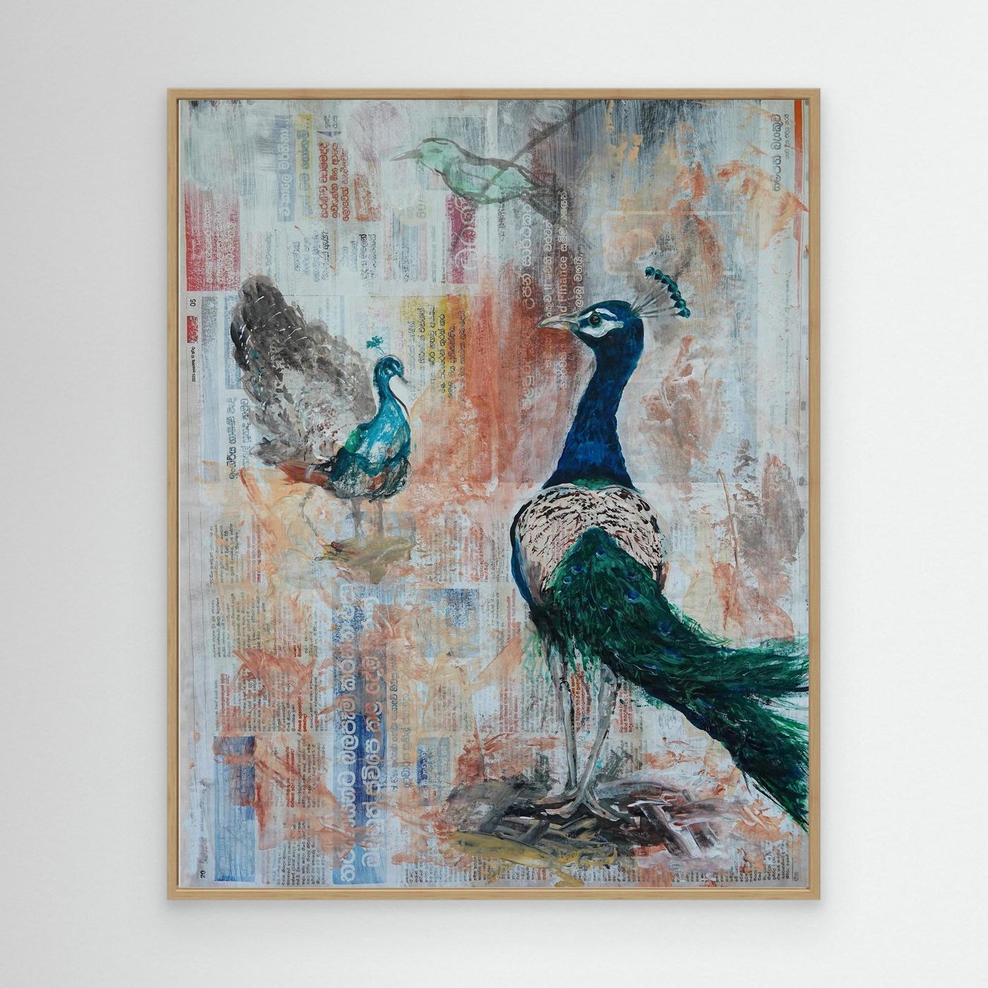 'Ayubowan peacock' Painting - Framed Canvas Art Print