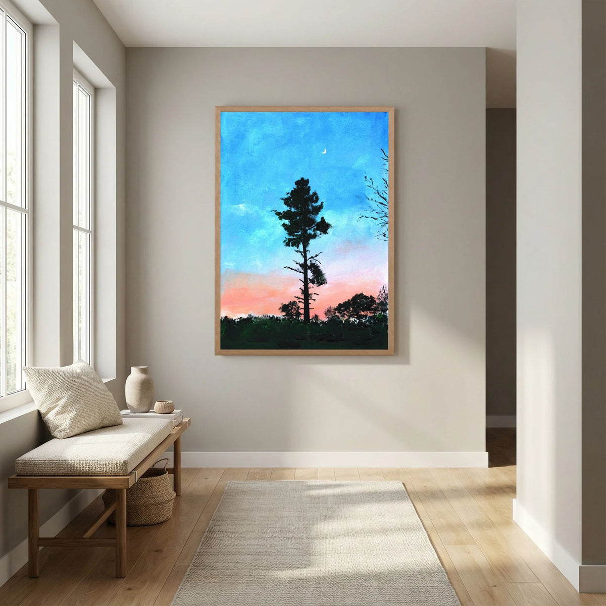 'Maan' Schilderij Landschap - Framed Fine Art Paper Print
