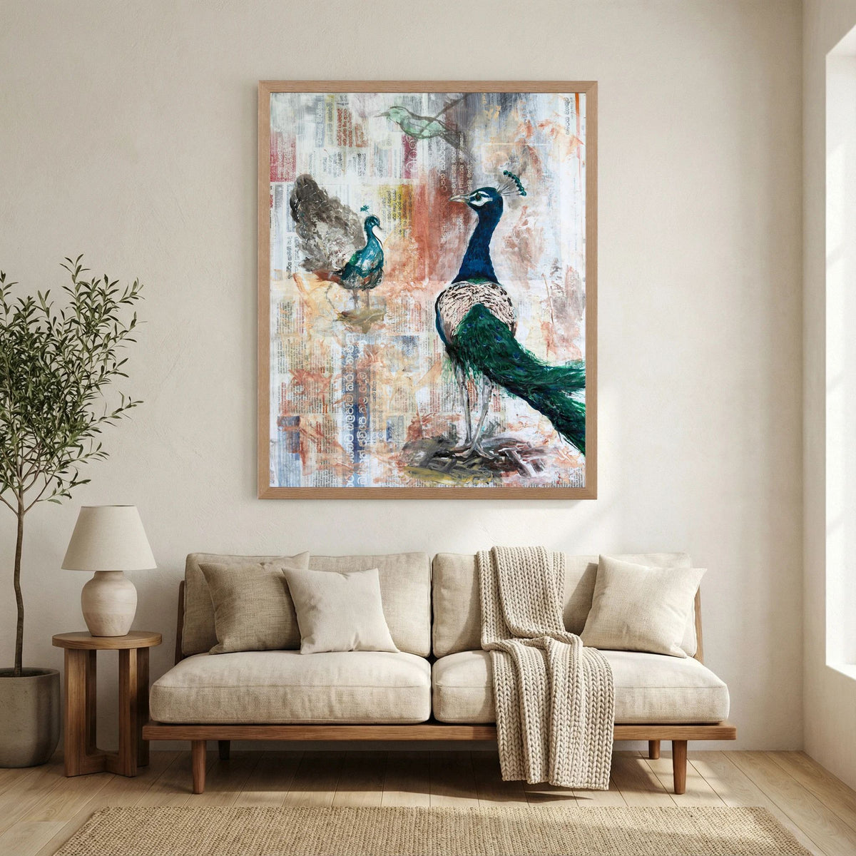 'Ayubowan Pauw' Schilderij Sri Lanka - Ingelijste Fine Art Paper Print