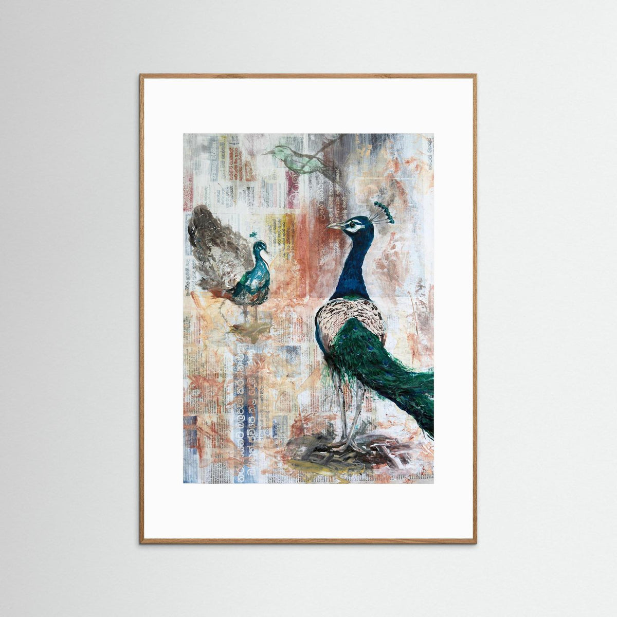 'Ayubowan Pauw' Schilderij Sri Lanka - Ingelijste Fine Art Paper Print