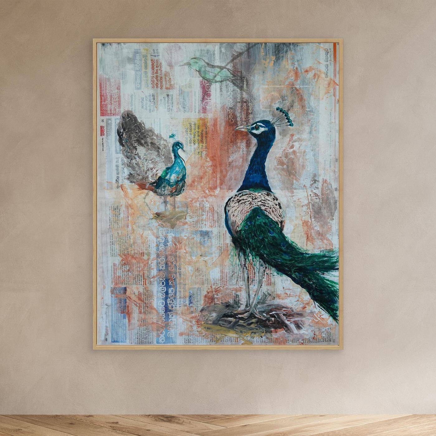 'Ayubowan peacock' Painting - Framed Canvas Art Print