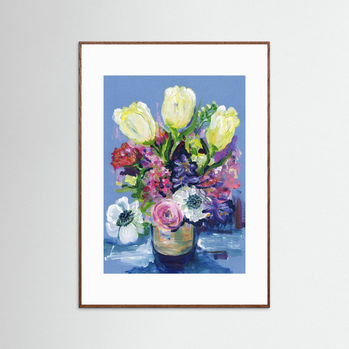 ‘Hello Spring’ Schilderij Bloemen - Ingelijste Fine Art Paper Print