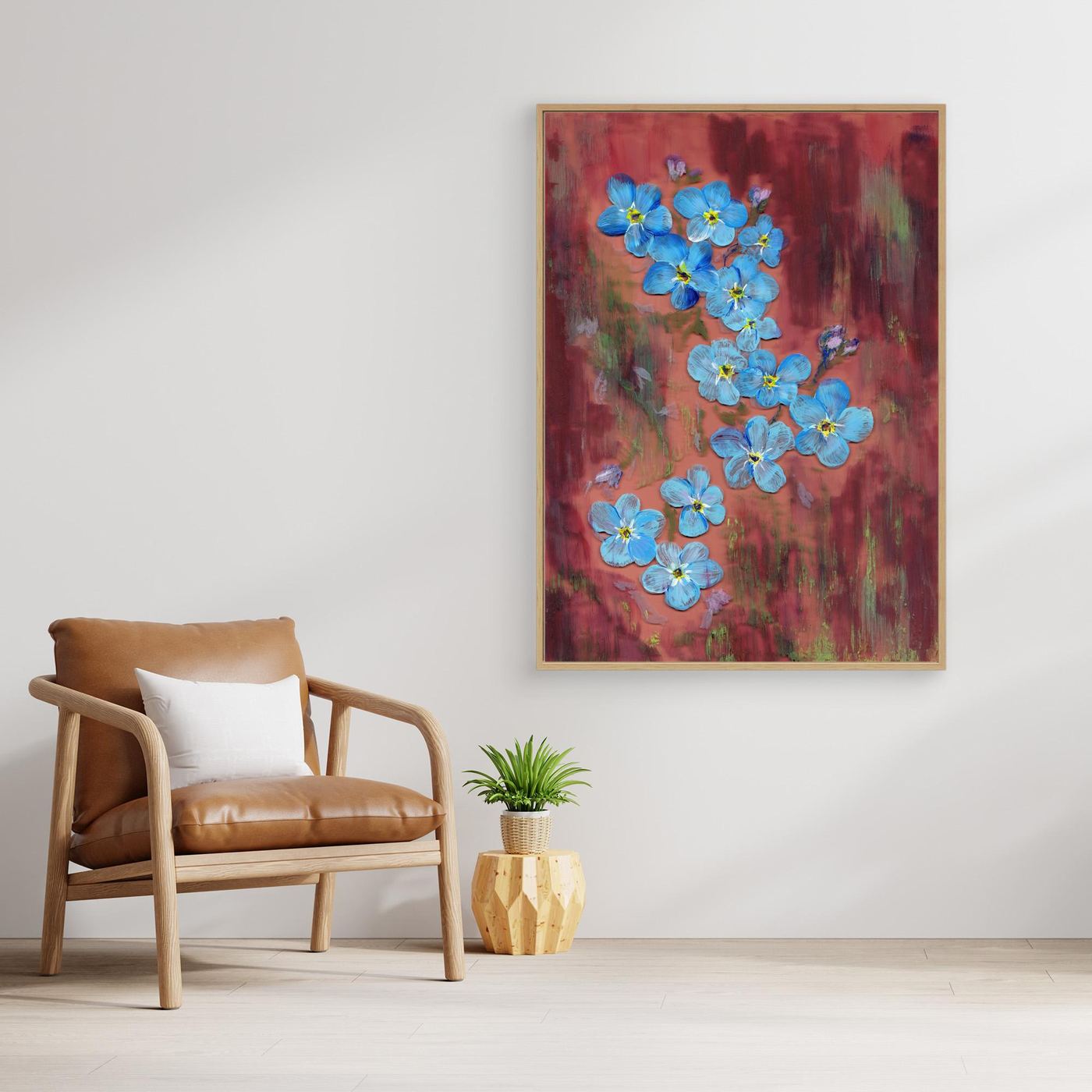 'Forget me not' Painting - Framed Canvas Art Print