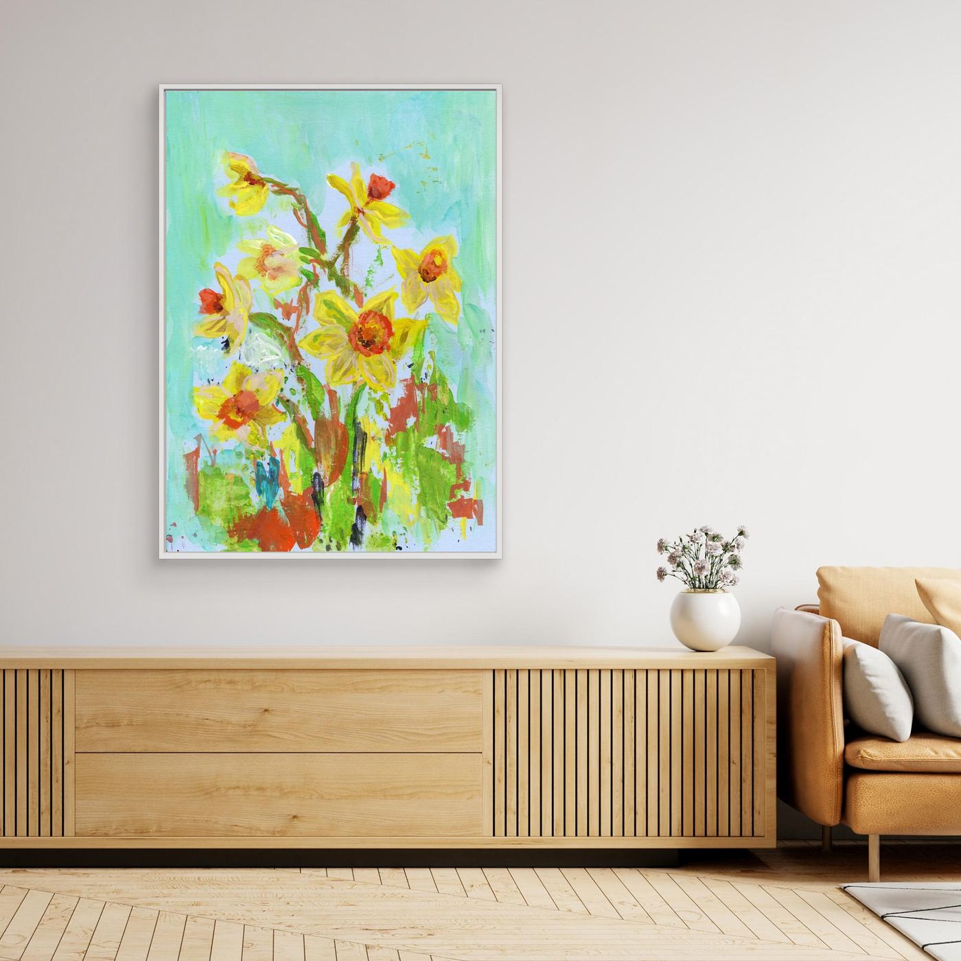 'Daffodil' Painting - Framed Canvas Art print