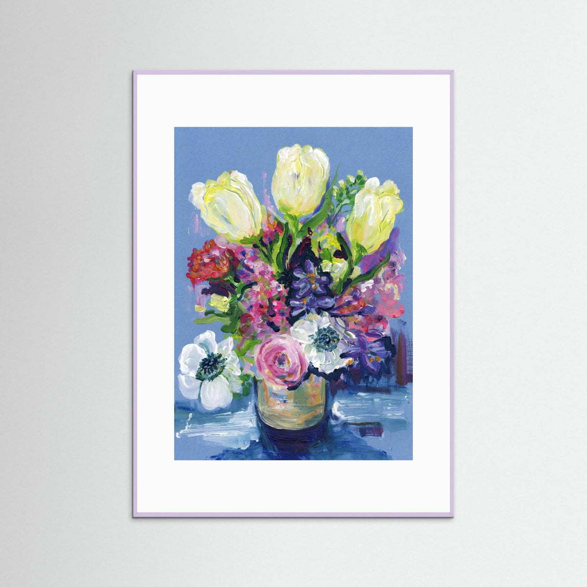 ‘Hello Spring’ Schilderij Bloemen - Ingelijste Fine Art Paper Print