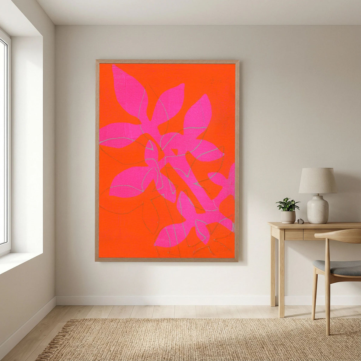 'Branch in Bold' Gelli Print Botanisch - Ingelijste Fine Art Paper Print
