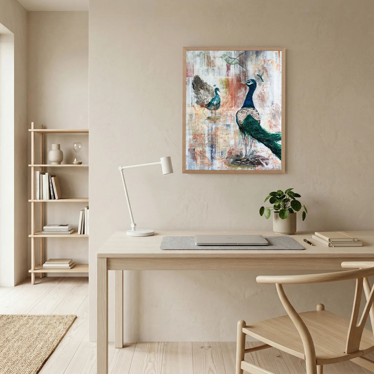 'Ayubowan Pauw' Schilderij Sri Lanka - Ingelijste Fine Art Paper Print