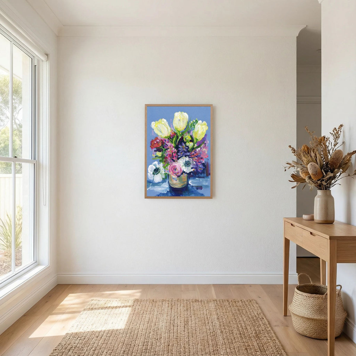 ‘Hello Spring’ Schilderij Bloemen - Ingelijste Fine Art Paper Print