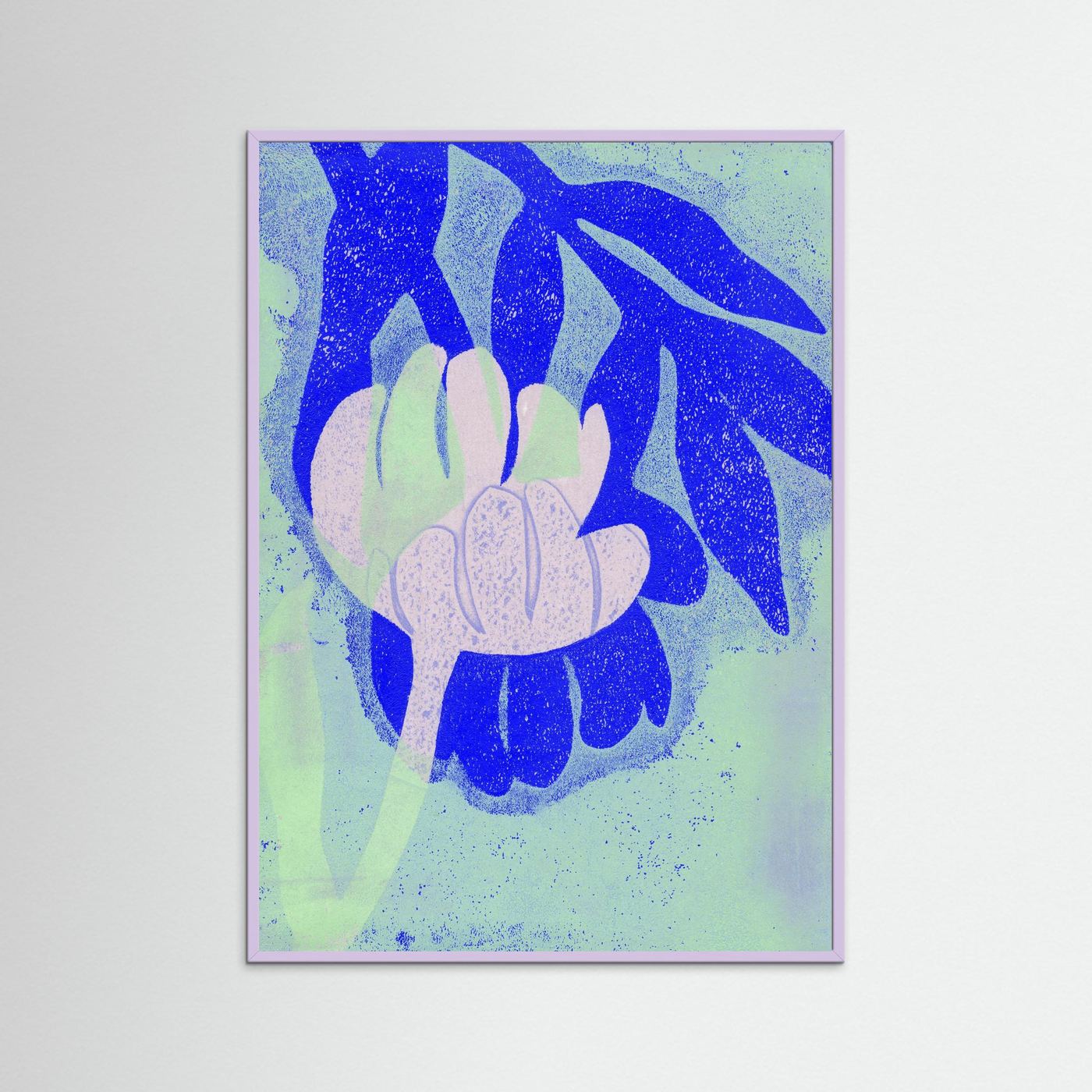 'Tulip Blue' Gelli Art - Framed Paper Art Print