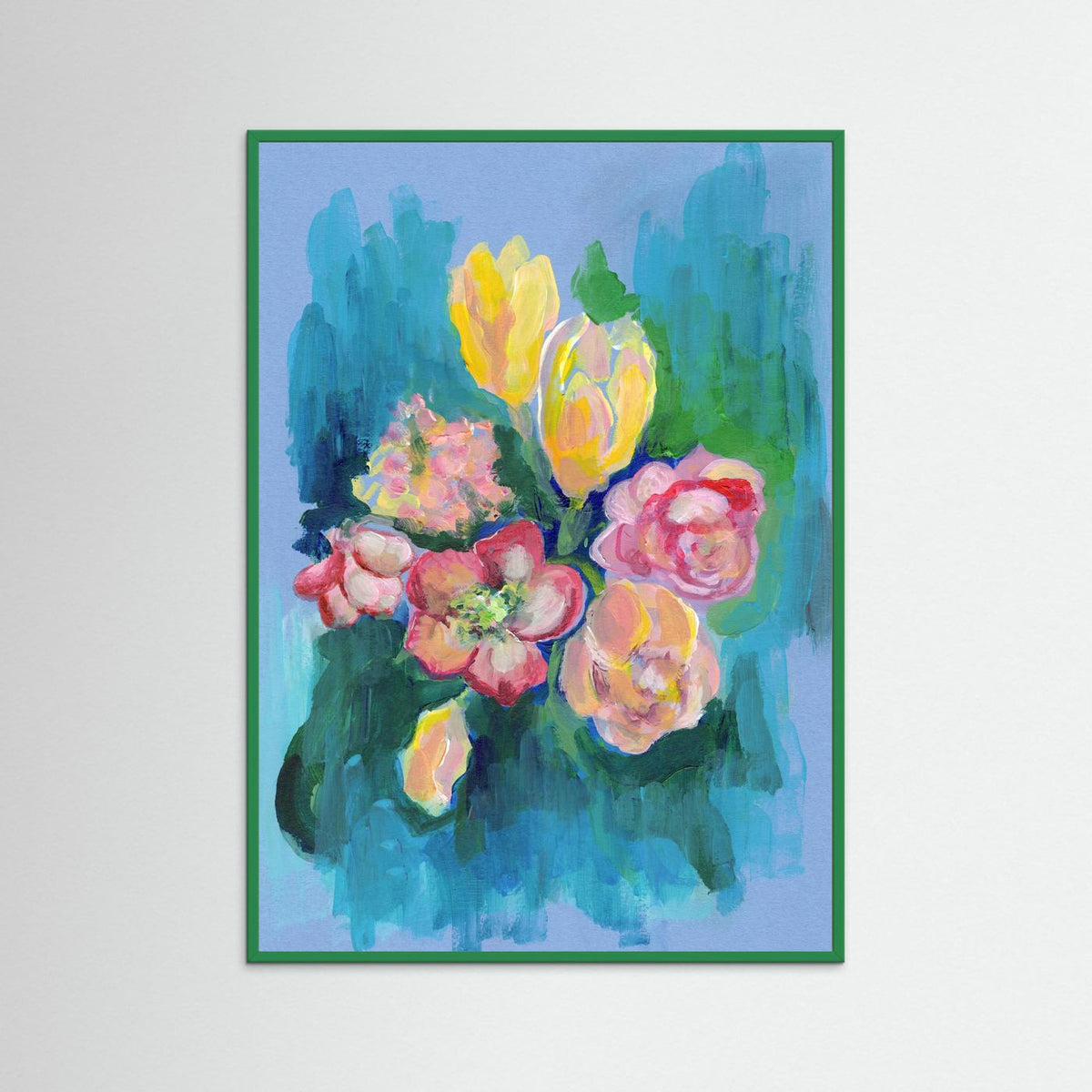 'Blooming Light' Schilderij Bloemen - Ingelijste Fine Art Paper Print