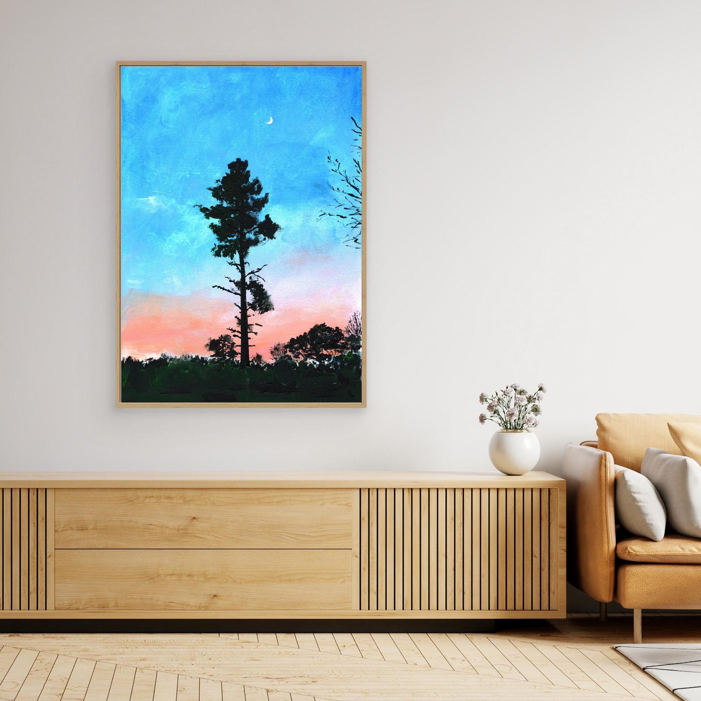 'Moon' Painting - Framed Canvas Art Print
