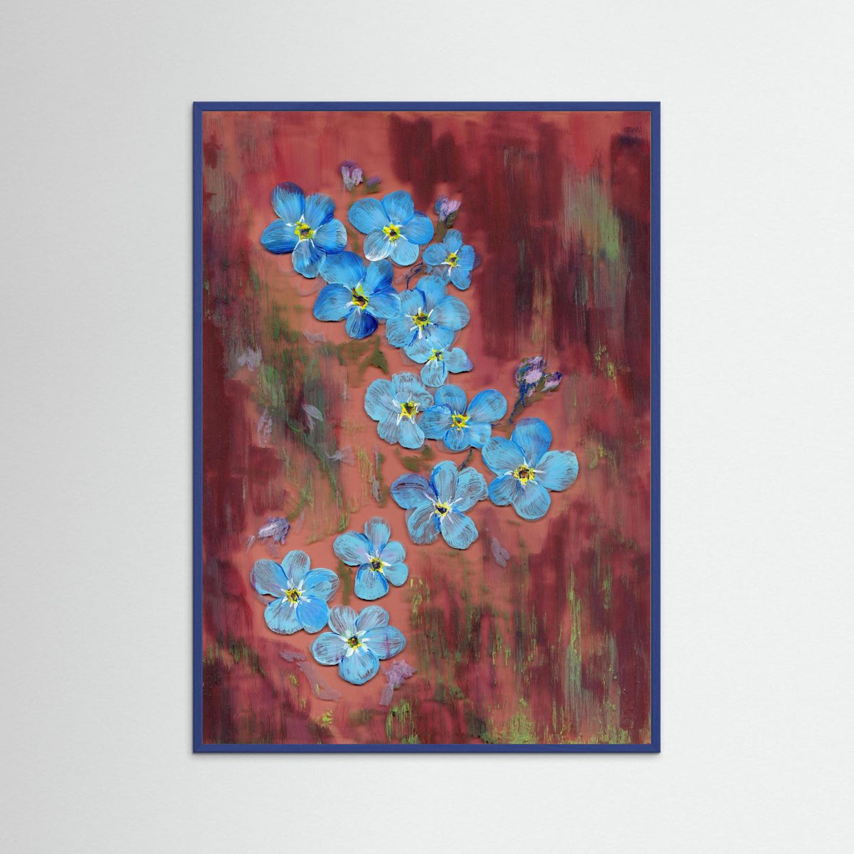 'Vergeet-me-nietjes' Schilderij Bloemen - Ingelijste Fine Art Paper Print