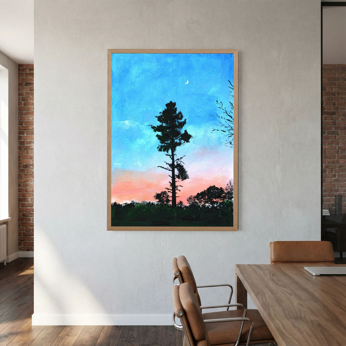 'Maan' Schilderij Landschap - Framed Fine Art Paper Print