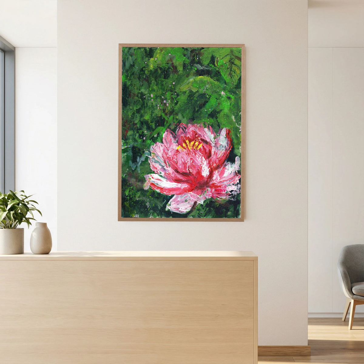 ‘Waterlelie’ Schilderij Bloemen - Ingelijste Fine Art Paper Print