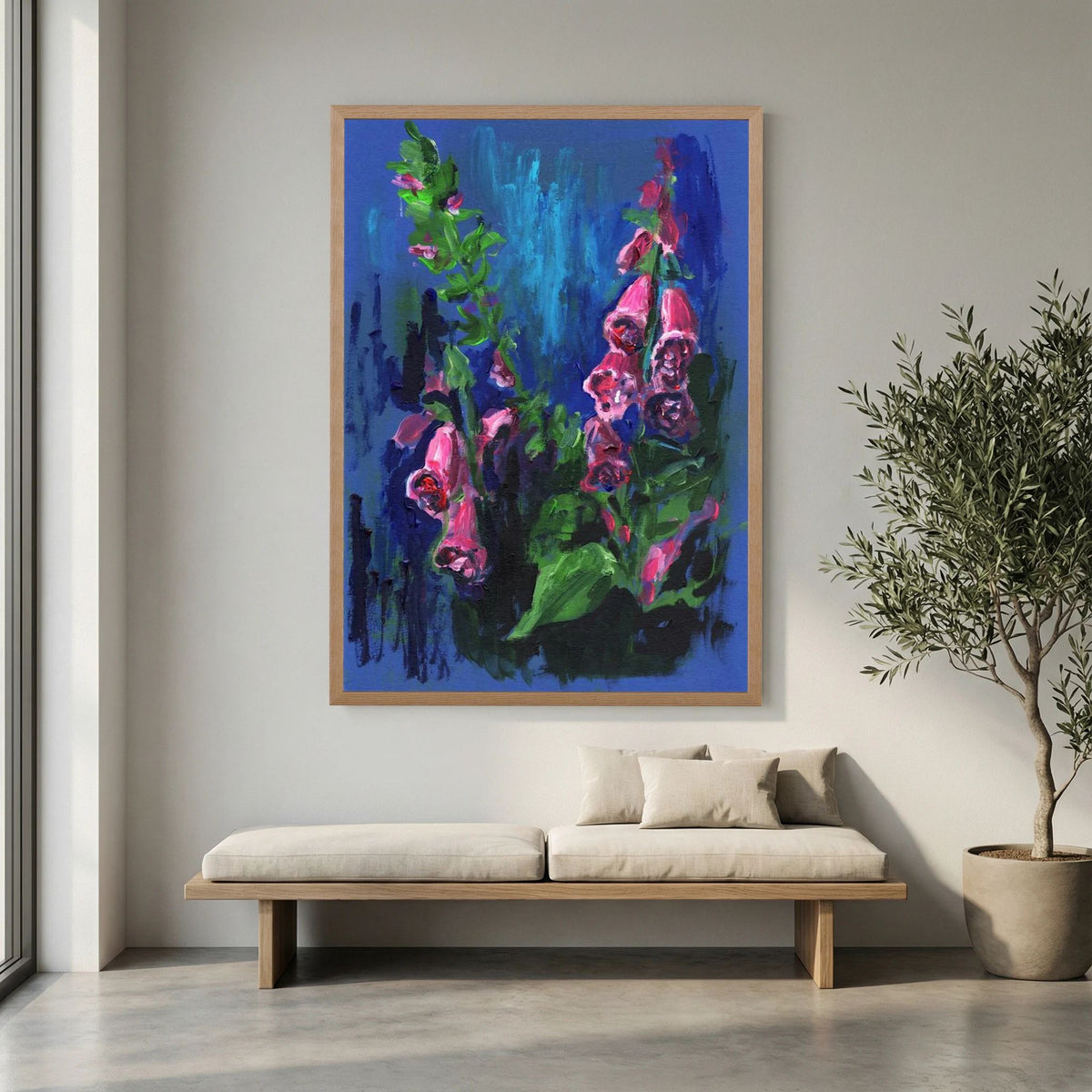 ‘Vingerhoedskruid’ Schilderij Bloemen - Ingelijste Fine Art Paper Print