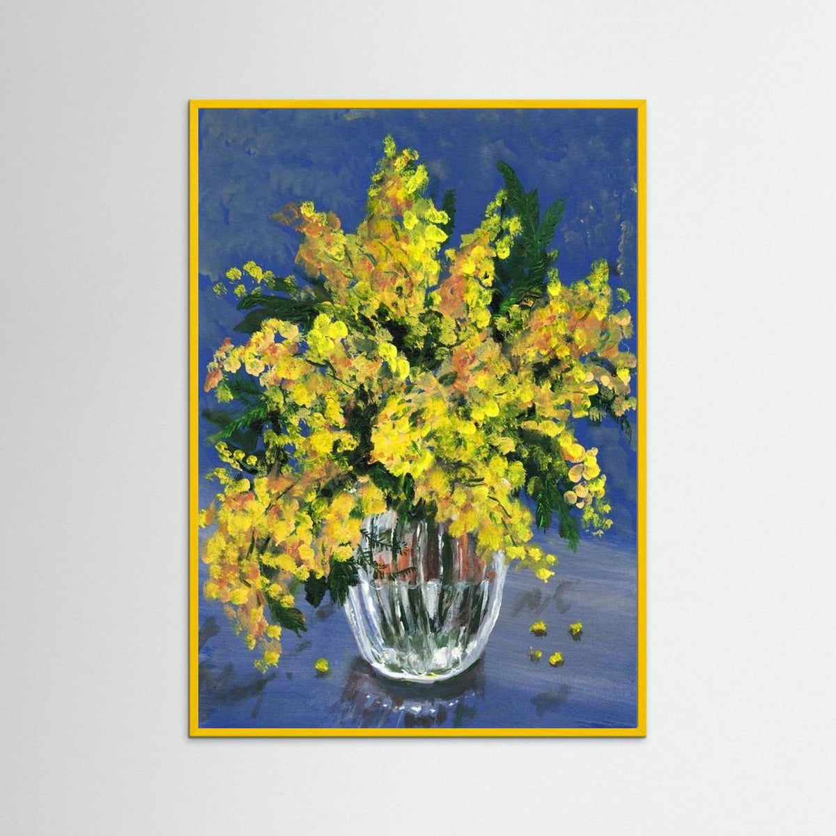 'Mimosa' Schilderij Bloemen - Ingelijste Fine Art Paper Print