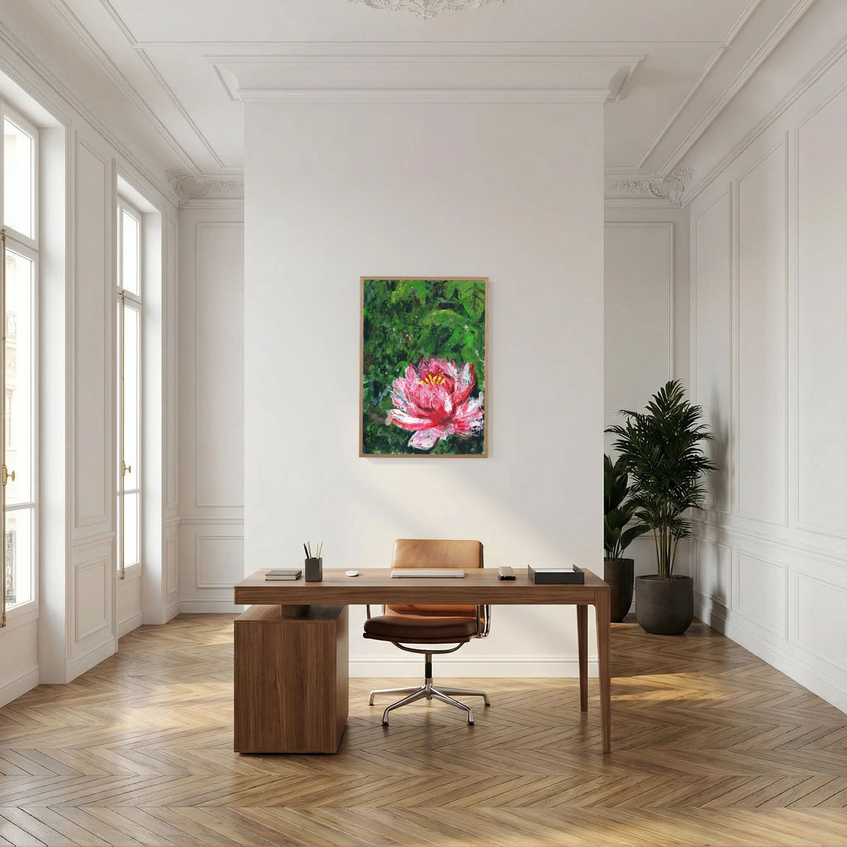 ‘Waterlelie’ Schilderij Bloemen - Ingelijste Fine Art Paper Print