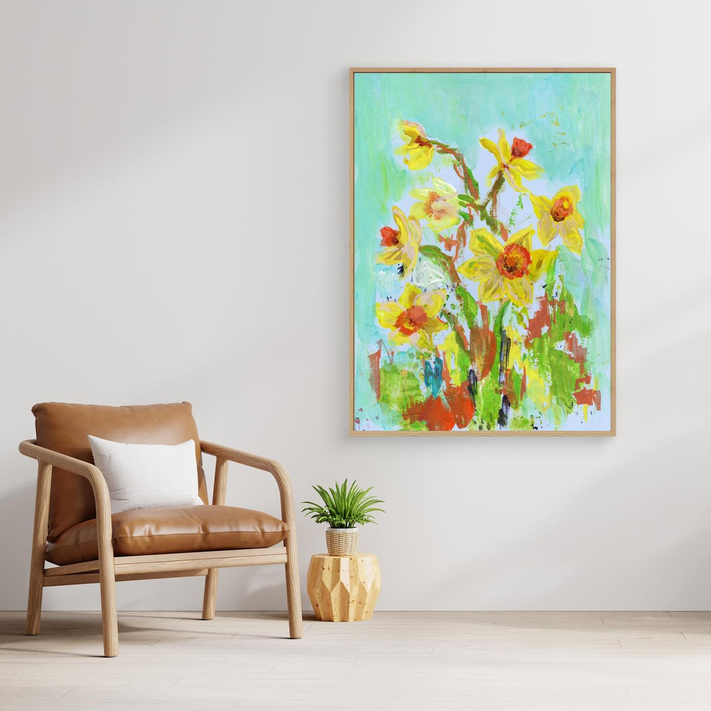 'Daffodil' Painting - Framed Canvas Art print