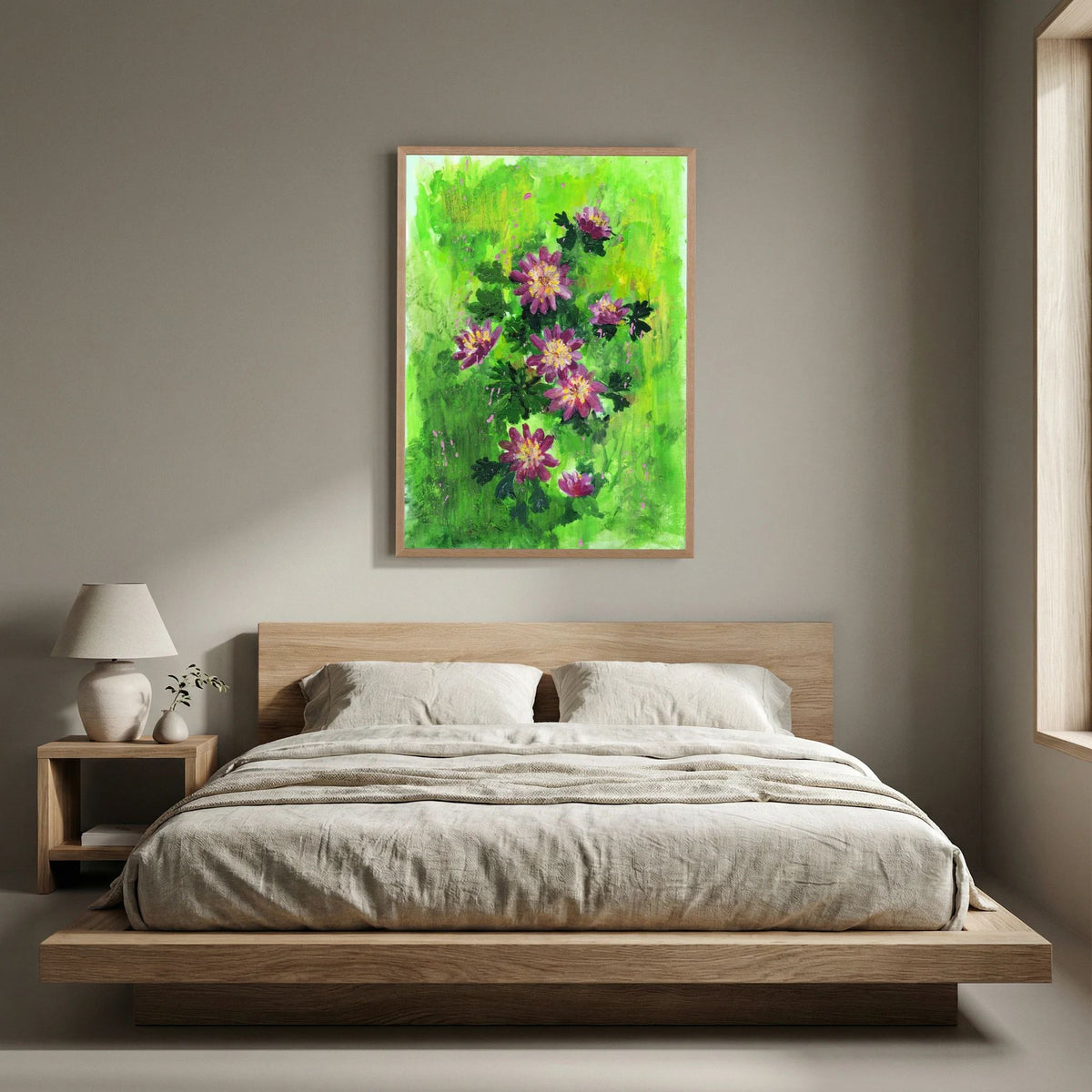 ‘Anemonen’ Schilderij Bloemen - Ingelijste Fine Art Paper Print
