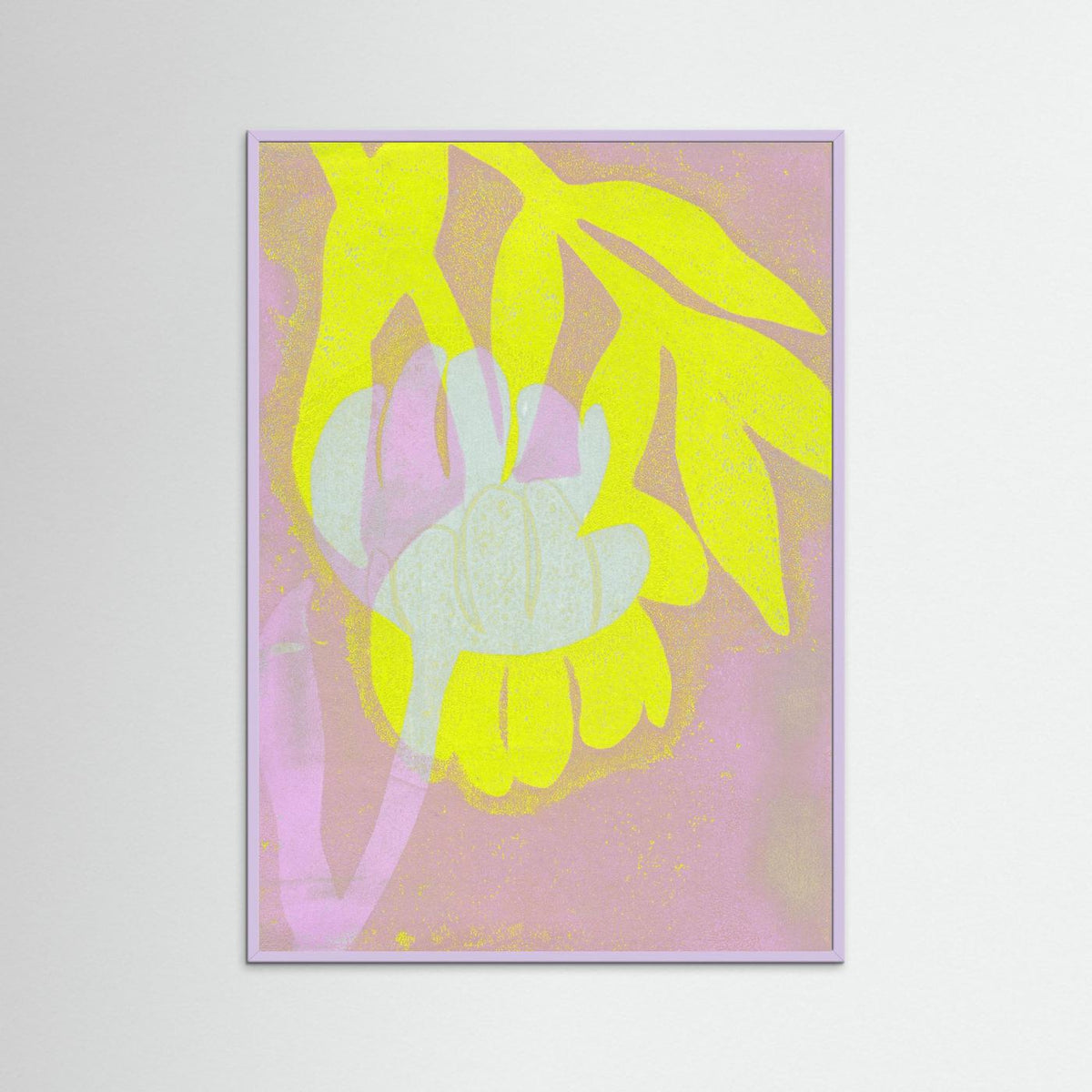 ‘Tulpen Geel-Roze’ Gelli Print Botanisch - Ingelijste Fine Art Paper Print