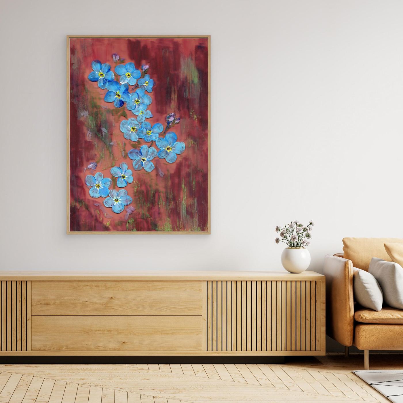 'Forget me not' Painting - Framed Canvas Art Print