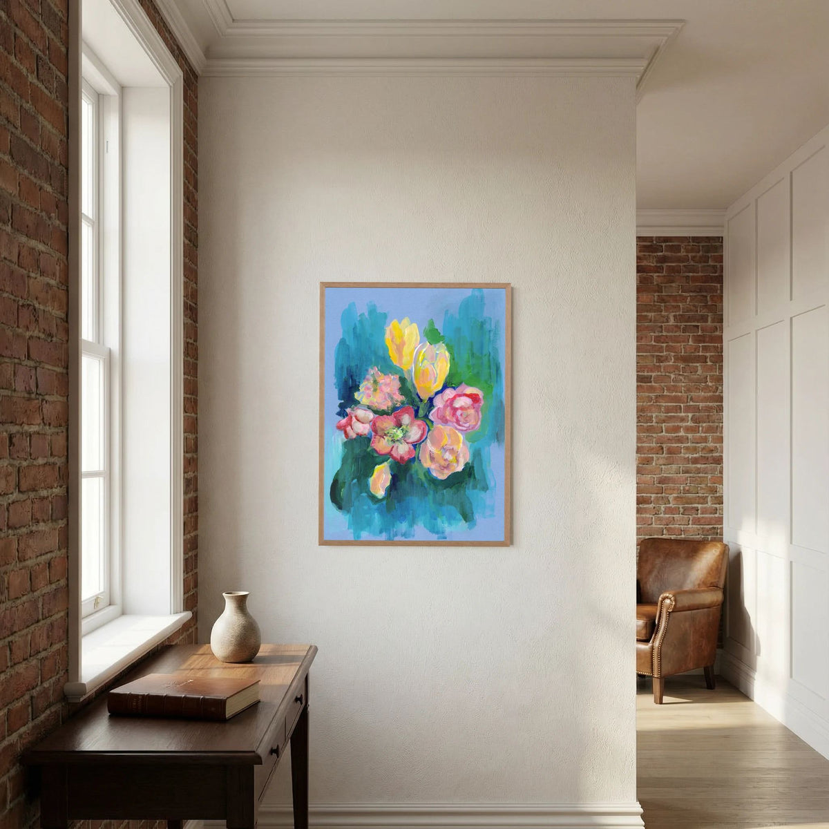 'Blooming Light' Schilderij Bloemen - Ingelijste Fine Art Paper Print