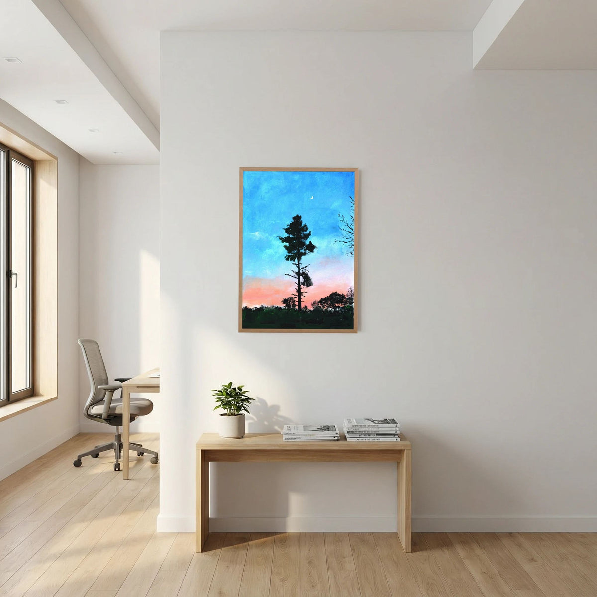 'Maan' Schilderij Landschap - Framed Fine Art Paper Print