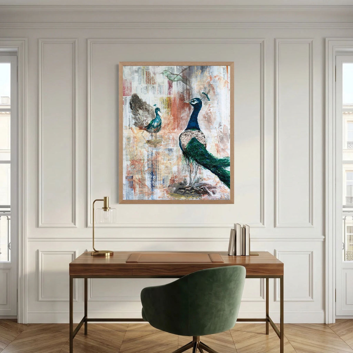 'Ayubowan Pauw' Schilderij Sri Lanka - Ingelijste Fine Art Paper Print