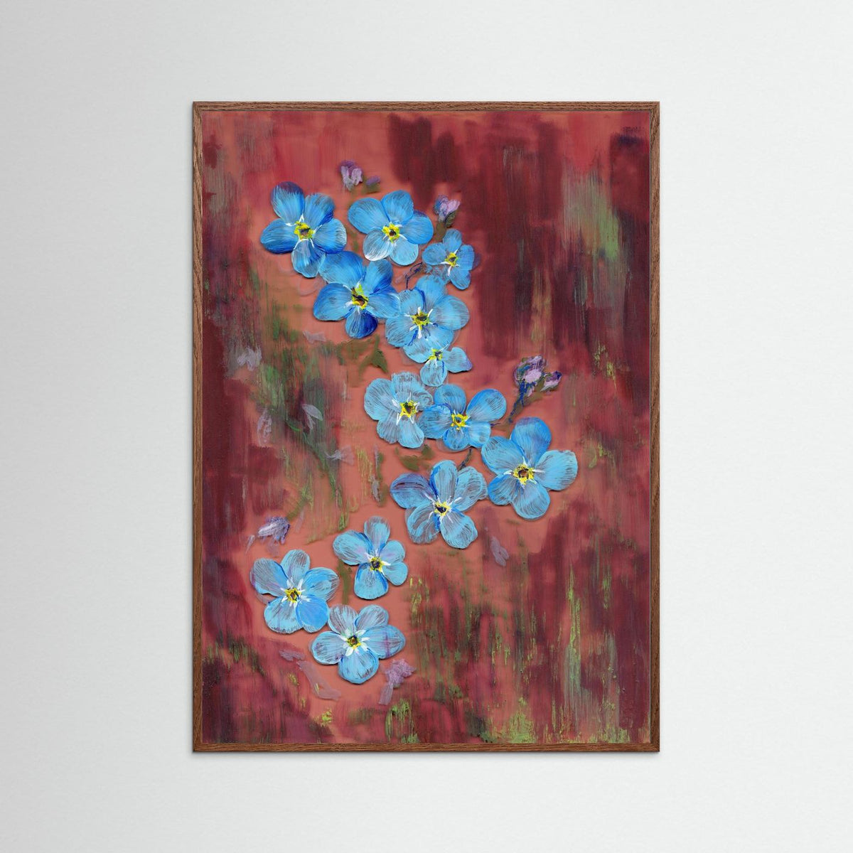 'Vergeet-me-nietjes' Schilderij Bloemen - Ingelijste Fine Art Paper Print