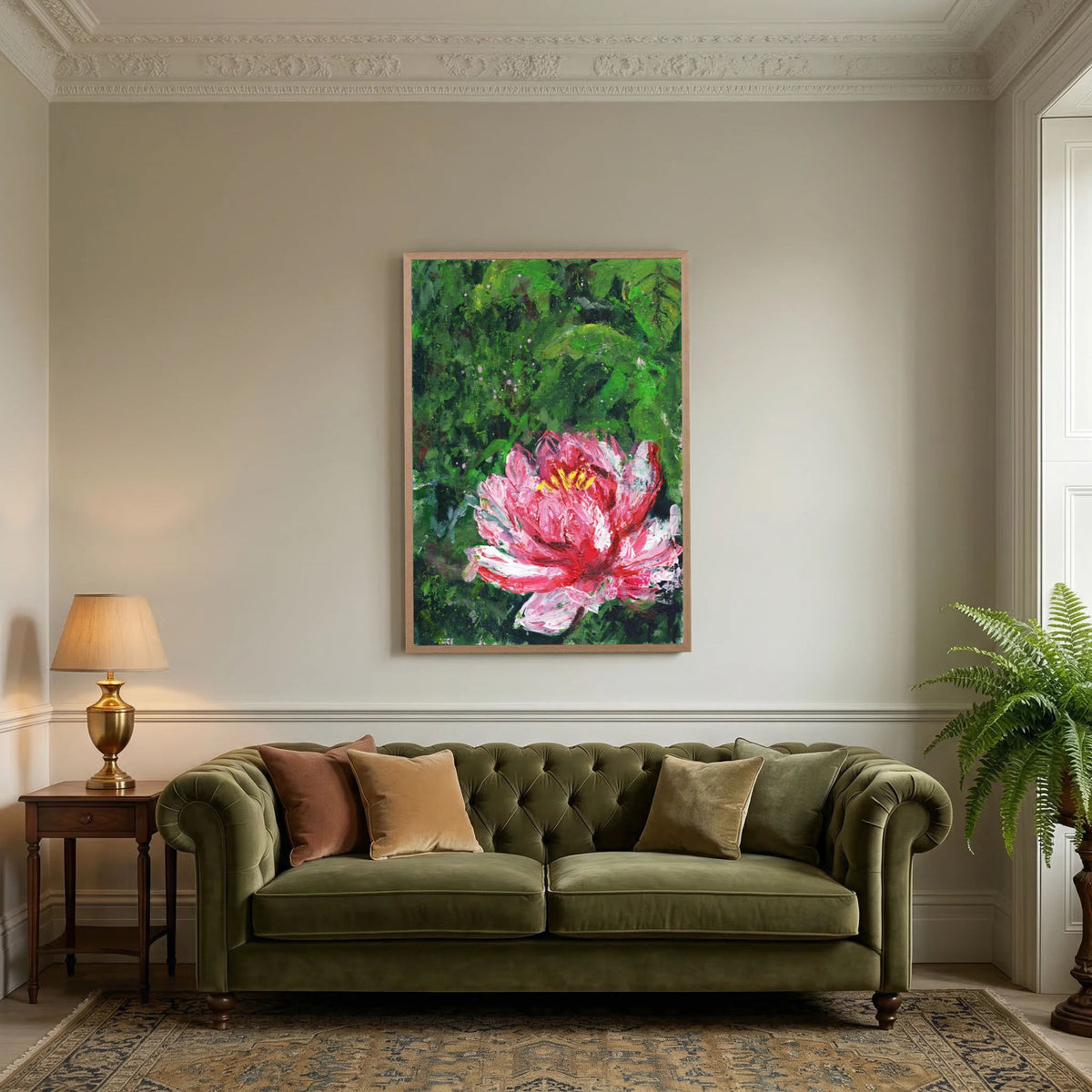 ‘Waterlelie’ Schilderij Bloemen - Ingelijste Fine Art Paper Print