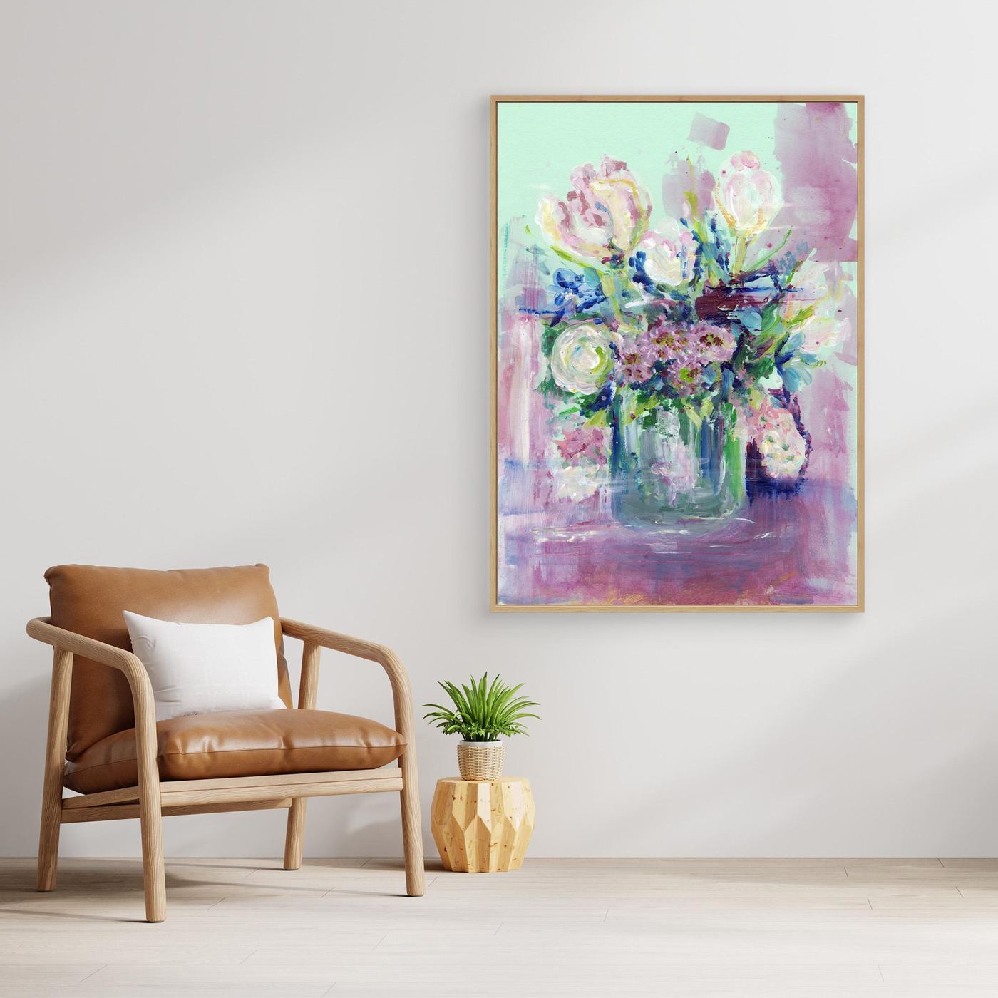 'Soft Spring Flowers' Painting - Framed Canvas Art Print