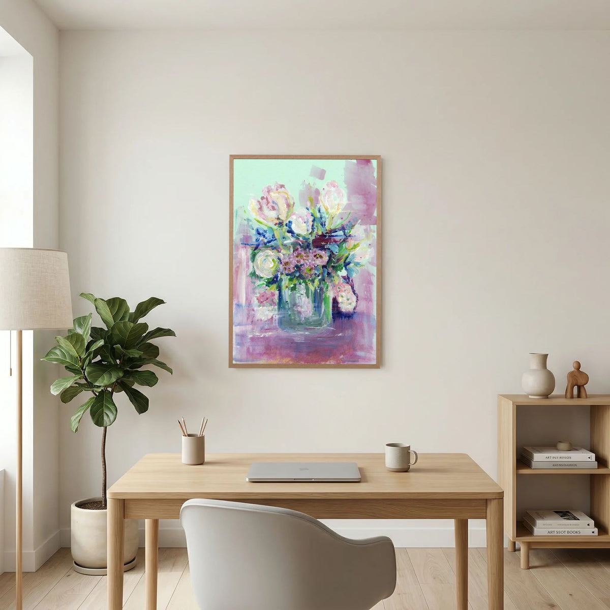 ‘Zachte Lenteboemen’ Schilderij Bloemen - Ingelijste Fine Art Paper Print