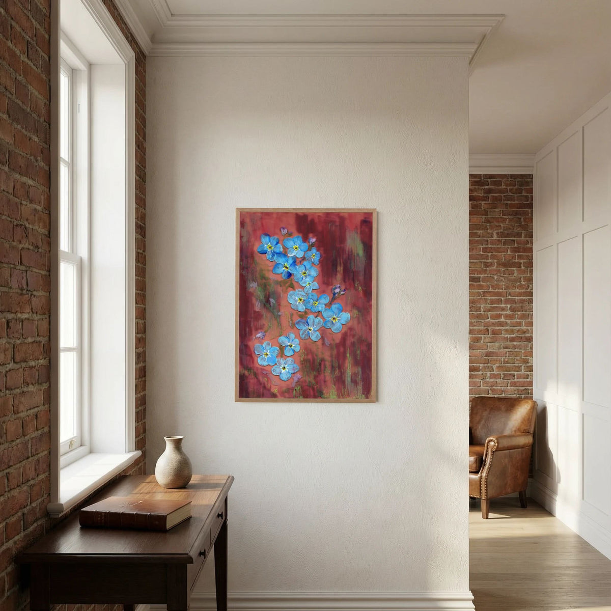 'Vergeet-me-nietjes' Schilderij Bloemen - Ingelijste Fine Art Paper Print