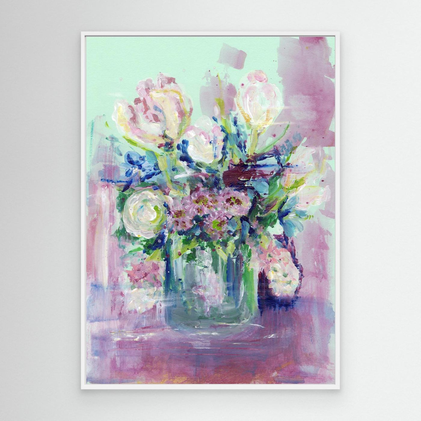 'Soft Spring Flowers' Painting - Framed Canvas Art Print