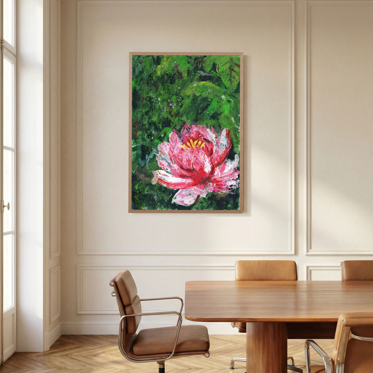 ‘Waterlelie’ Schilderij Bloemen - Ingelijste Fine Art Paper Print