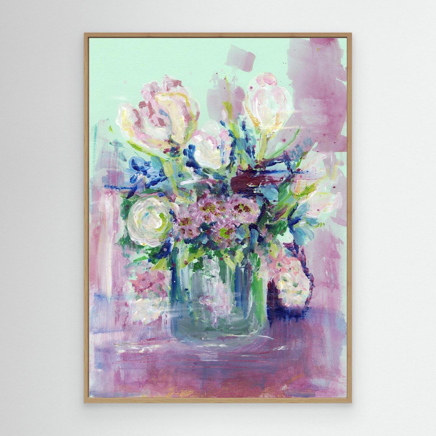 'Soft Spring Flowers' Painting - Framed Canvas Art Print