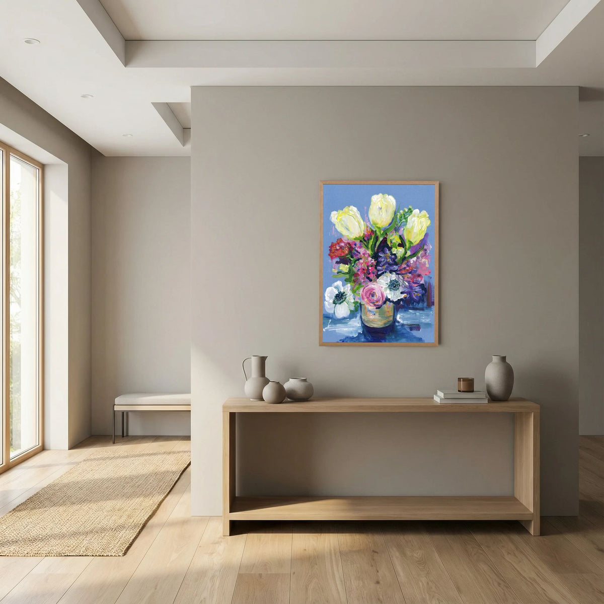 ‘Hello Spring’ Schilderij Bloemen - Ingelijste Fine Art Paper Print