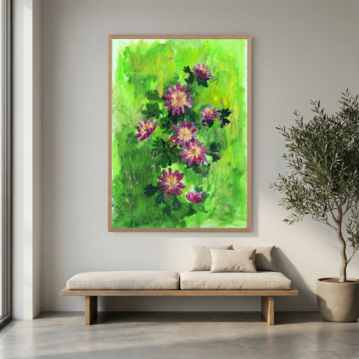 ‘Anemonen’ Schilderij Bloemen - Ingelijste Fine Art Paper Print