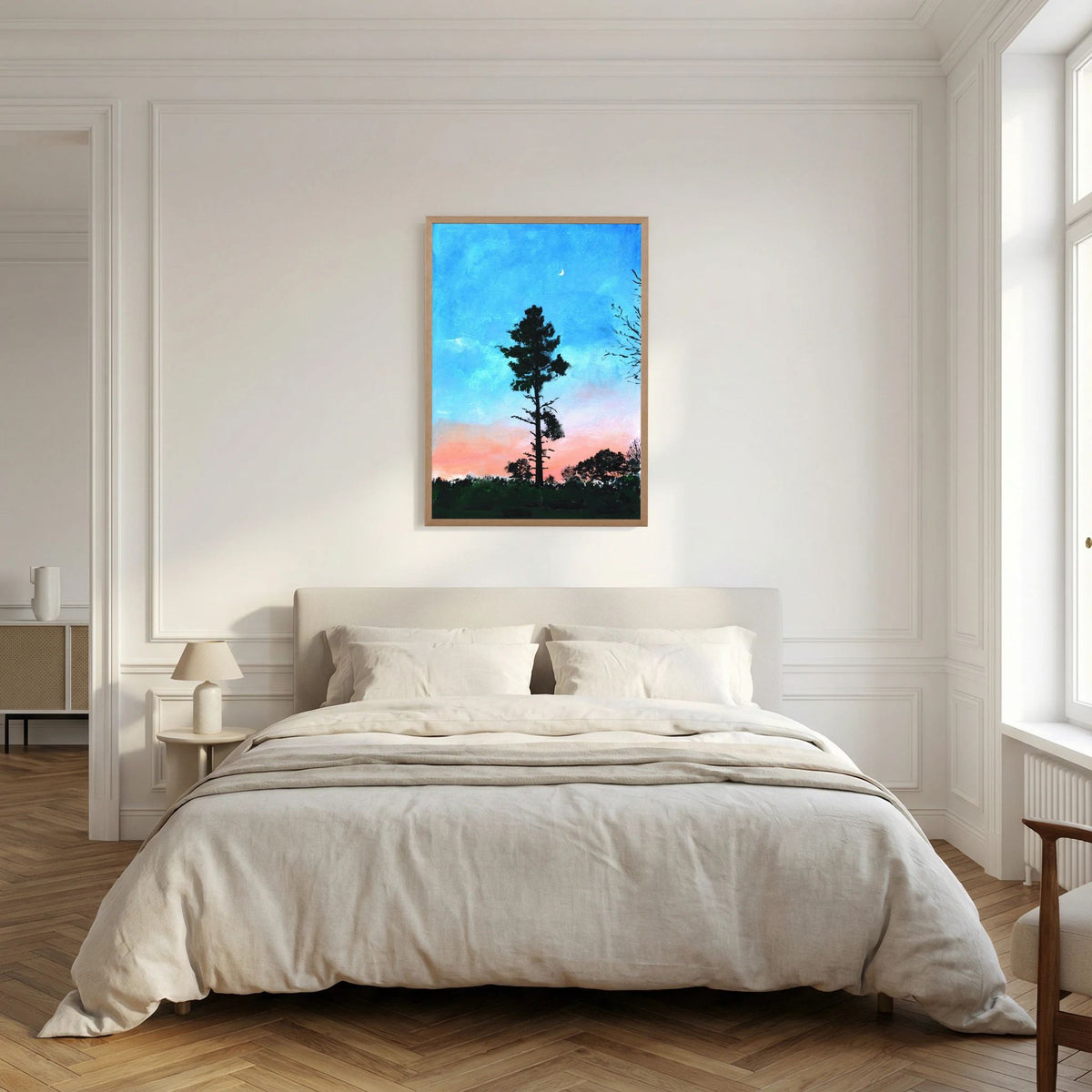 'Maan' Schilderij Landschap - Framed Fine Art Paper Print