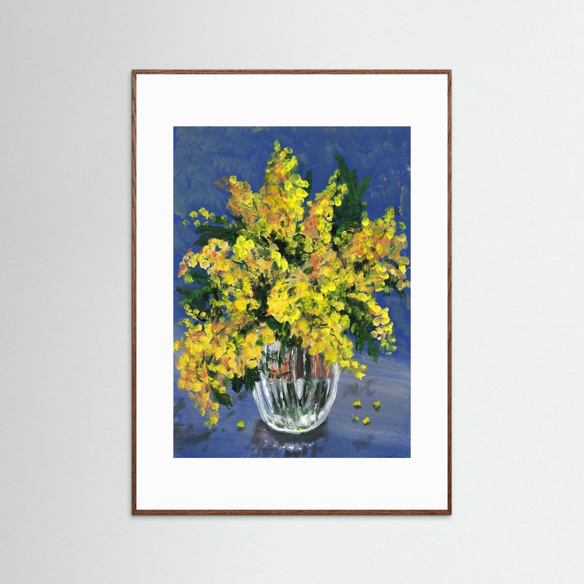 'Mimosa' Schilderij Bloemen - Ingelijste Fine Art Paper Print