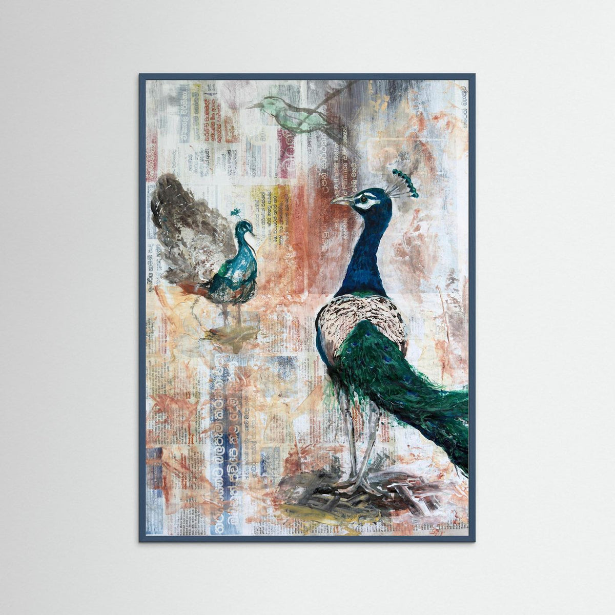 'Ayubowan Pauw' Schilderij Sri Lanka - Ingelijste Fine Art Paper Print