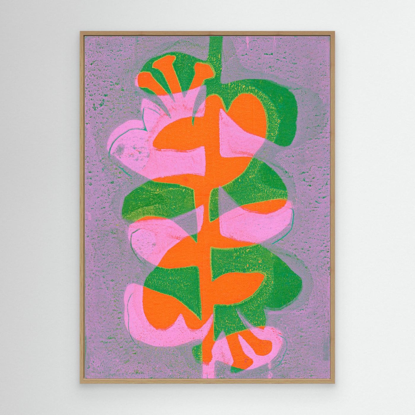 ‘Retro Flowers Orange’ Gelli Art - Canvas Art Print