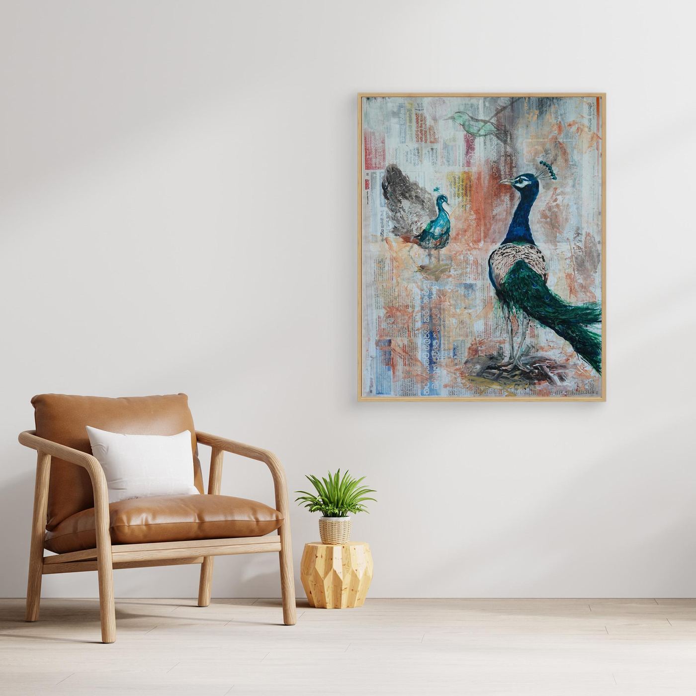 'Ayubowan peacock' Painting - Framed Canvas Art Print