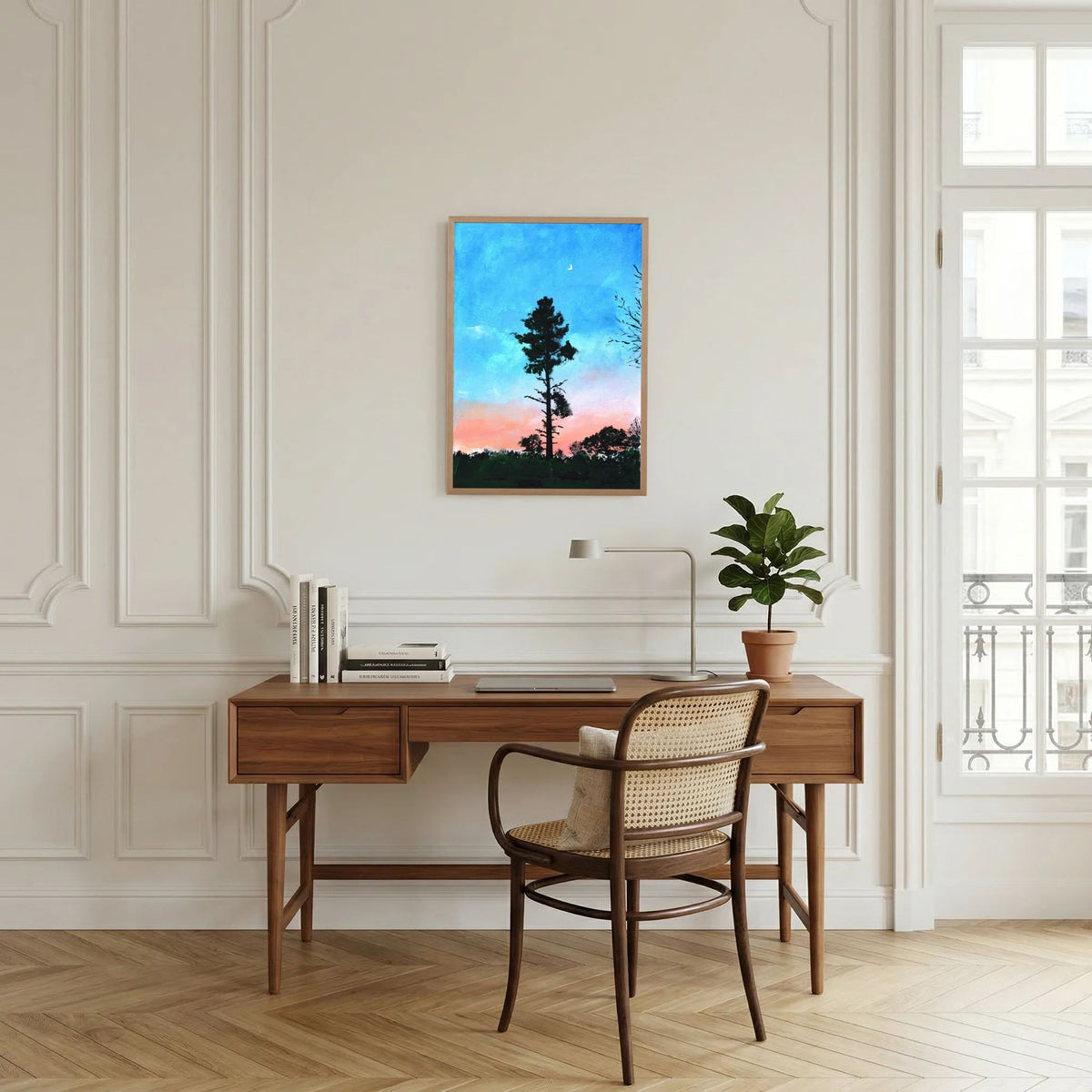 'Maan' Schilderij Landschap - Framed Fine Art Paper Print