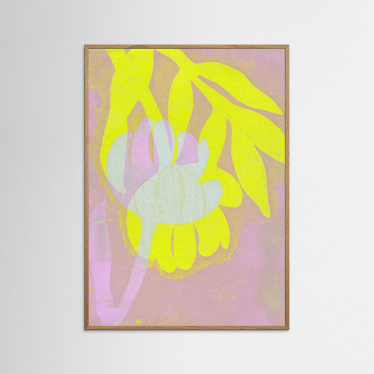 ‘Tulpen Geel-Roze’ Gelli Print Botanisch - Ingelijste Fine Art Paper Print